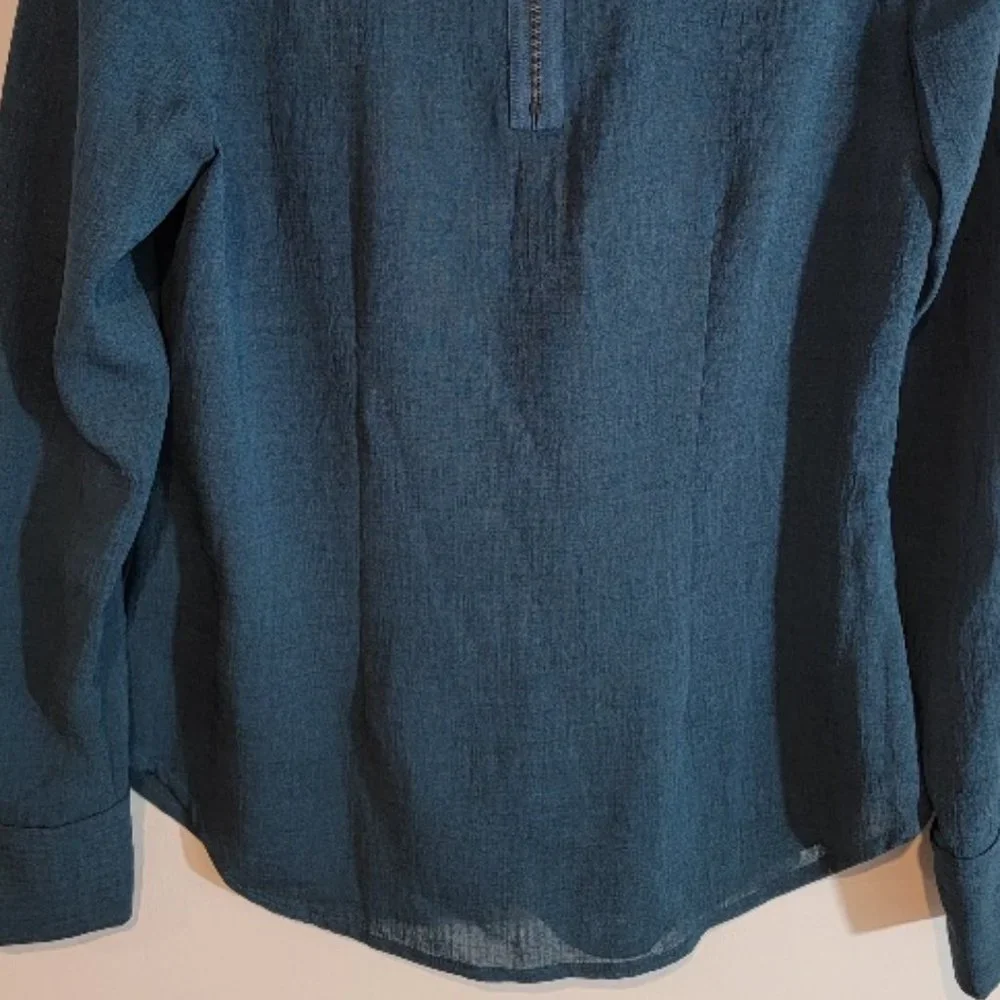 CEFINN Teal Blue Mock Neck Career Office Top Blouse - Size 10 Kate Middleton - Picture 5 of 16